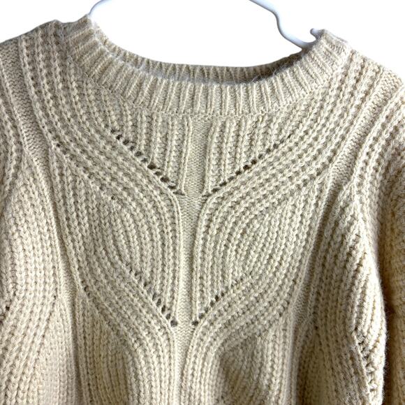 MNG Basics Mango Cream Braided Cable Knit Chunky Sweater  Cozy Staple Capsule SM - Picture 2 of 9